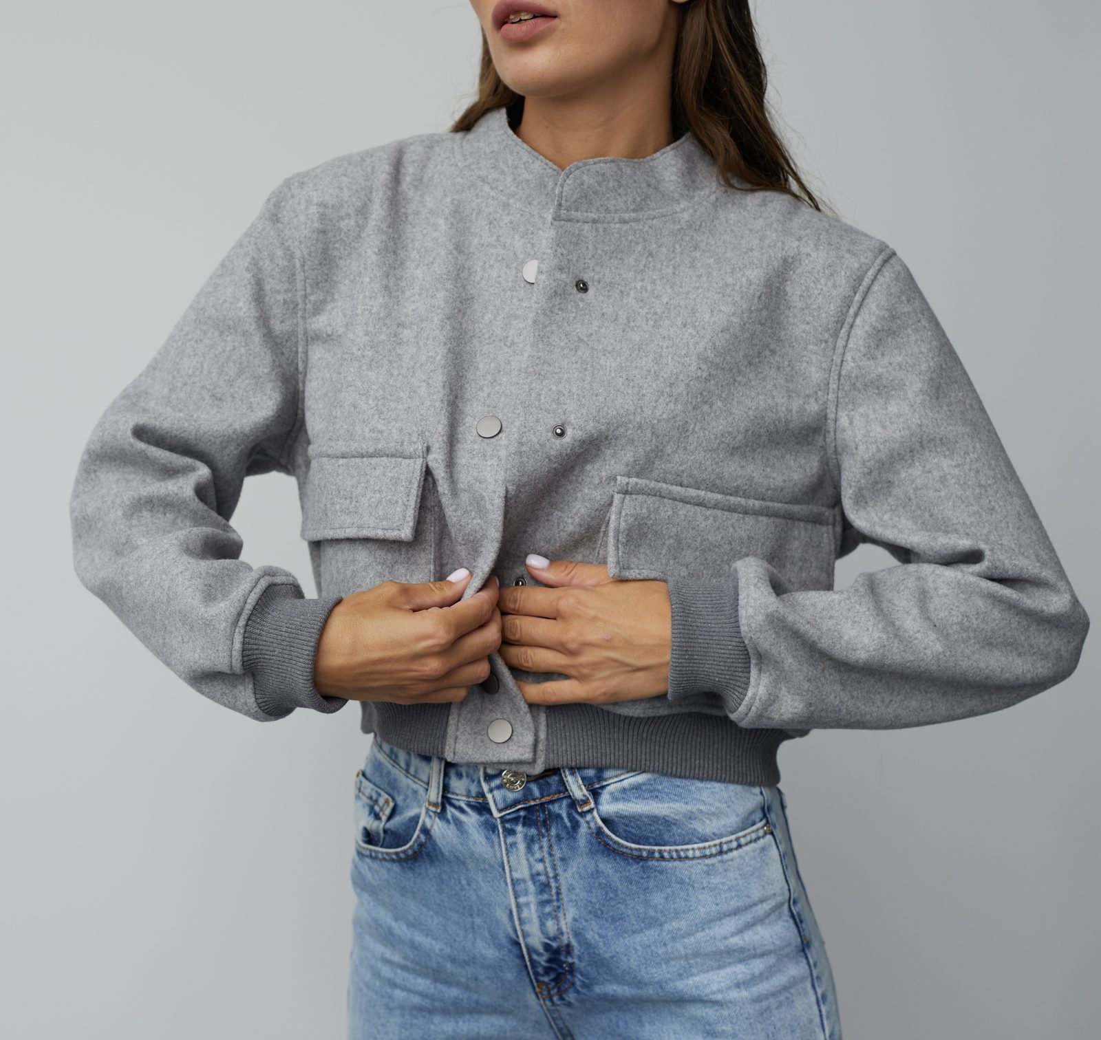 SPACE GREY WOOL BOMBER